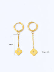 1 Set Lucky Stainless Steel 18k Gold Plated Plum Blossom Hollow Clover Necklace Bracelet Earrings Ladies Jewellery Set