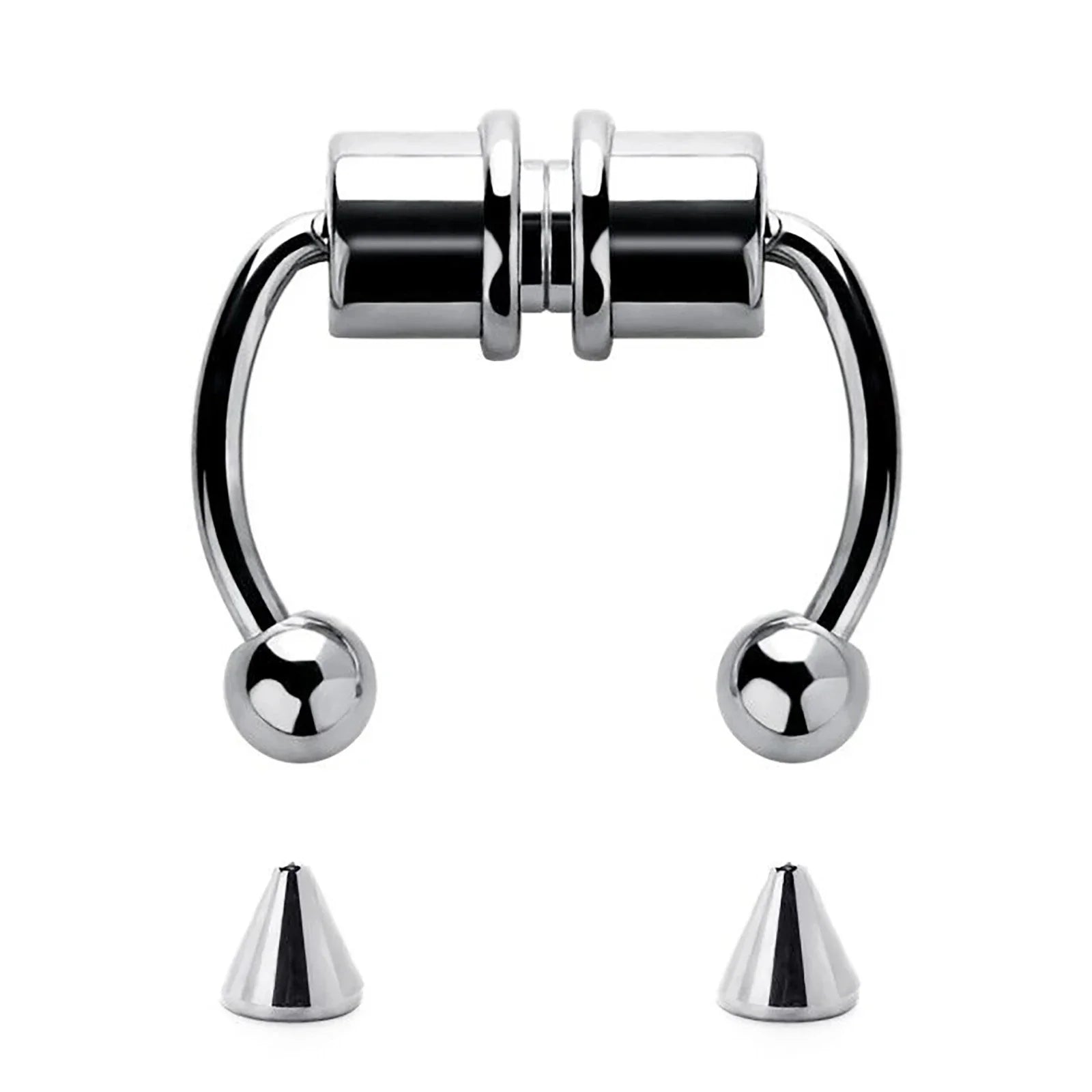 1/4pcs Women's Fake Nose Rings - Magnetic Stainless Steel Septum Hoops, Rock Hip Hop Body Jewelry