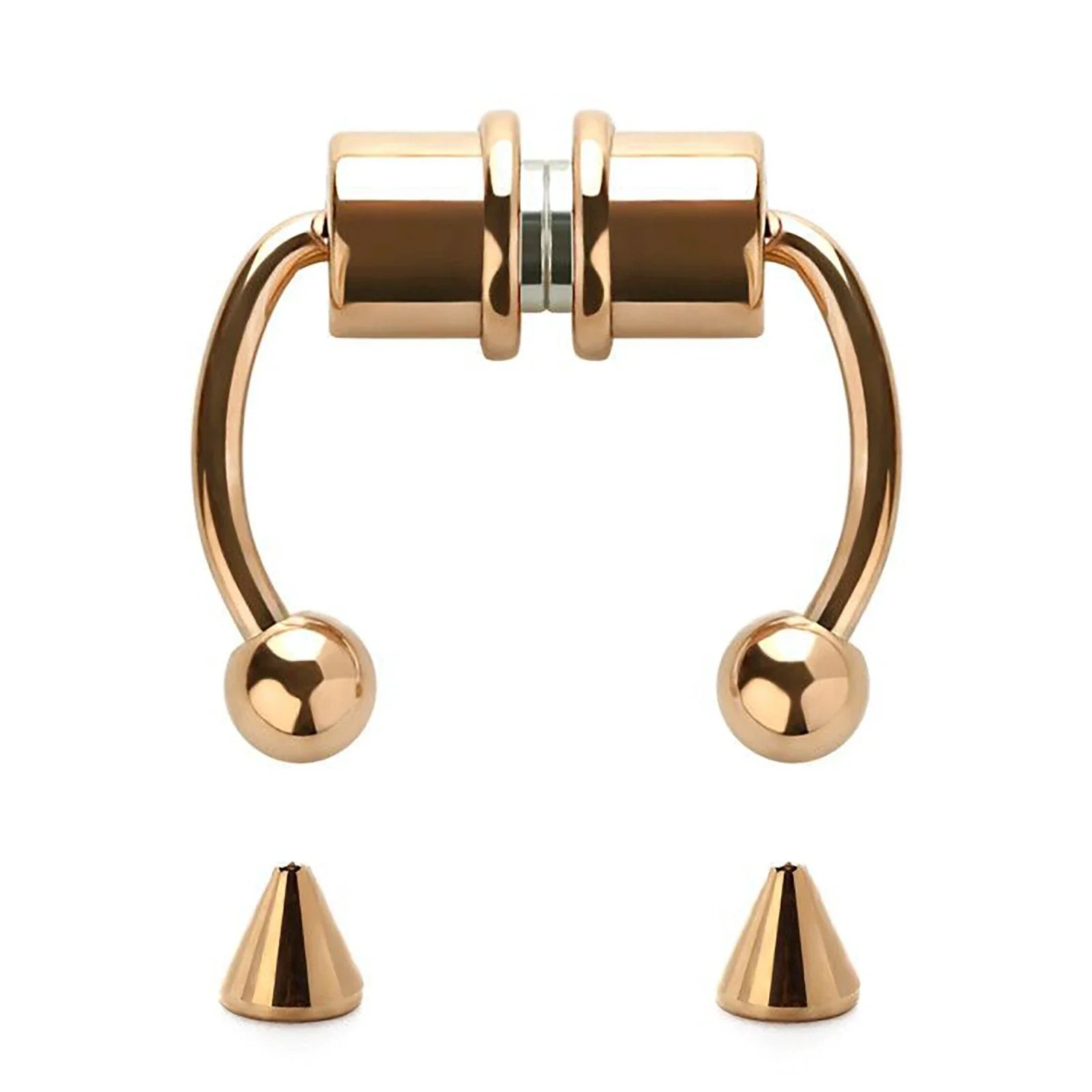 1/4pcs Women's Fake Nose Rings - Magnetic Stainless Steel Septum Hoops, Rock Hip Hop Body Jewelry