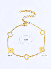 1 Set Lucky Stainless Steel 18k Gold Plated Plum Blossom Hollow Clover Necklace Bracelet Earrings Ladies Jewellery Set